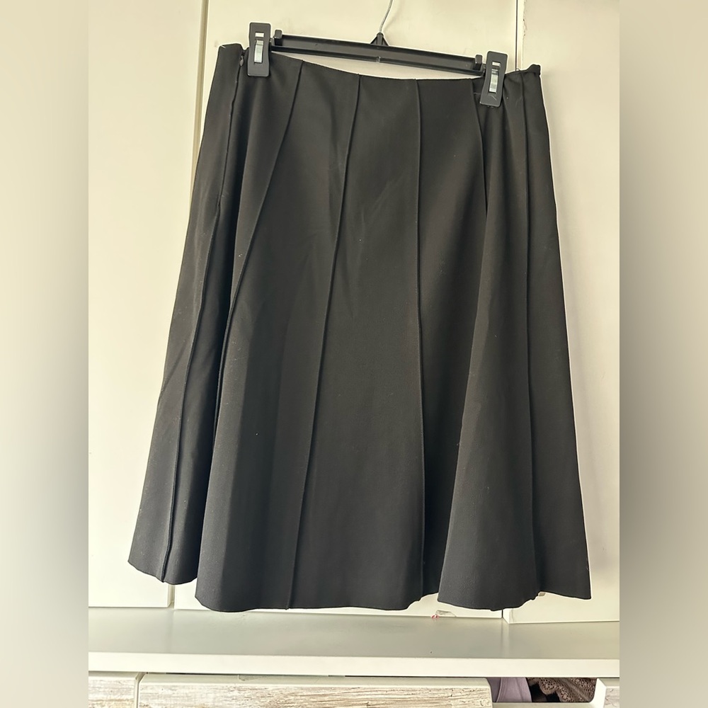 🖤 Valerie Stevens Black Pleated A-Line Midi Skirt Size 8 Side Zip